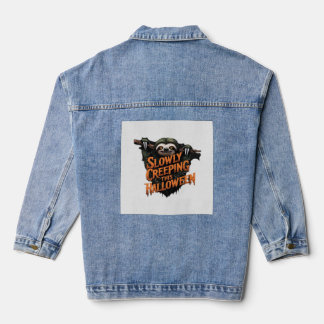 Slowly Creeping This Halloween - Creepy Sloth Clas Denim Jacket
