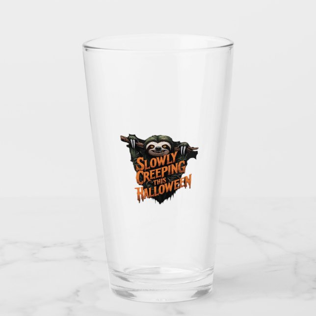Slowly Creeping This Halloween - Creepy Sloth Clas Glass (Front)