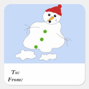 Slowly Melting Snowman Square Sticker