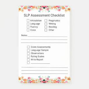 SLP Assessment Checklist- Post It pad Post-it Notes