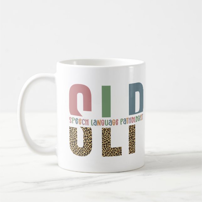 SLP cheetah print Speech language pathologist gift Coffee Mug (Left)