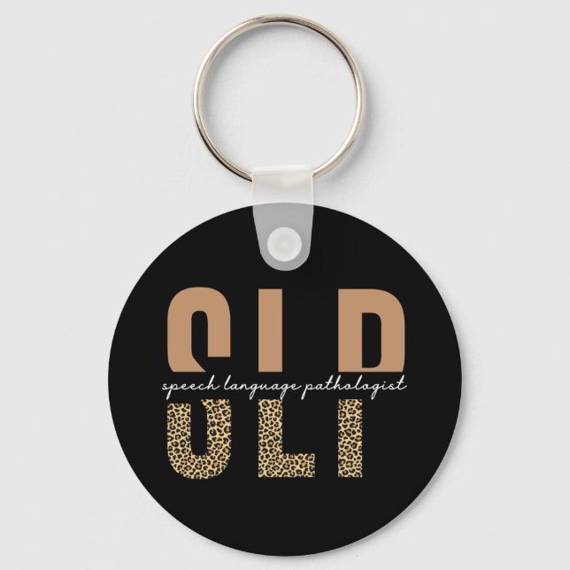 SLP cheetah print Speech language pathologist gift Key Ring (Front)