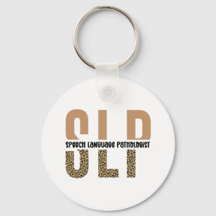 SLP cheetah print Speech language pathologist gift Key Ring