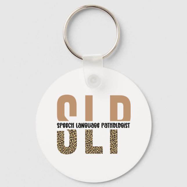SLP cheetah print Speech language pathologist gift Key Ring (Front)