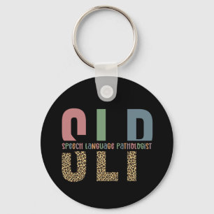 SLP cheetah print Speech language pathologist gift Key Ring