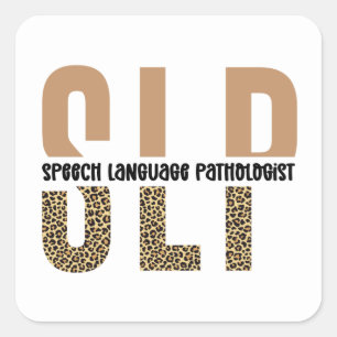 SLP cheetah print Speech language pathologist gift Square Sticker