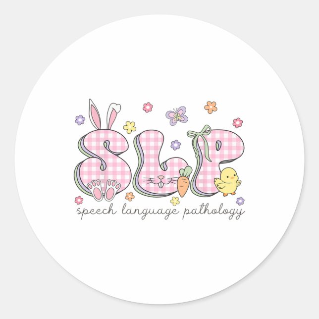 Slp Easter Speech Language Pathology Spring Speech Classic Round Sticker (Front)