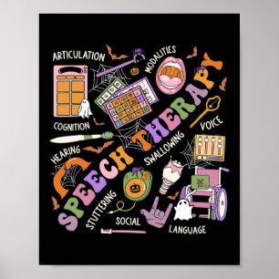 Slp Halloween Shirt Speech Therapy Halloween Cute  Poster