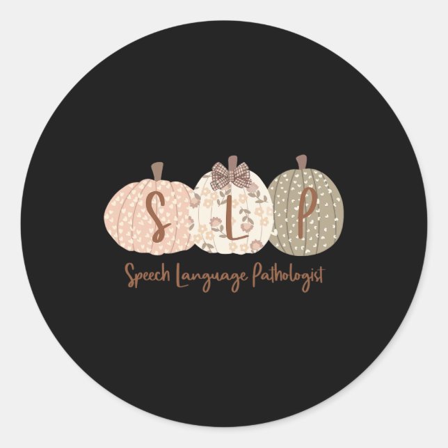Slp Pumpkin Speech Language Pathologist Fall Autum Classic Round Sticker (Front)