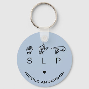 SLP Speech Language Pathologist ASL Personalised Key Ring