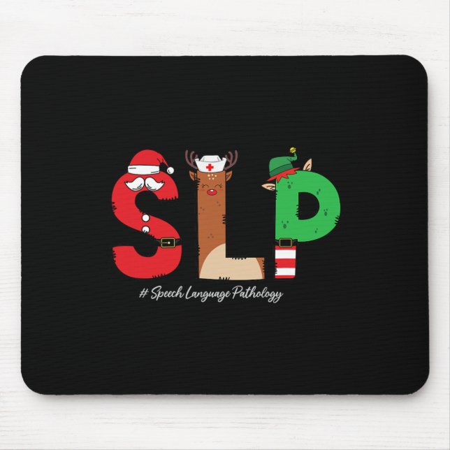 Slp Speech Language Pathologist Christmas Slp Sant Mouse Mat (Front)