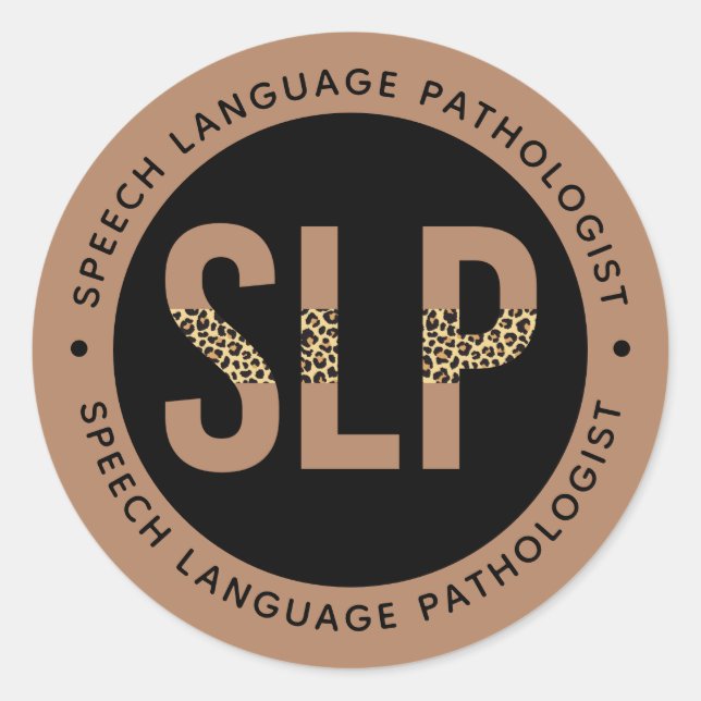 SLP Speech Language Pathologist Leopard Print Classic Round Sticker (Front)
