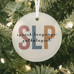 SLP Speech Language Pathologist Retro Glass Tree Decoration