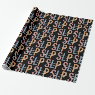SLP Speech Language Pathologist Retro Pattern Wrapping Paper