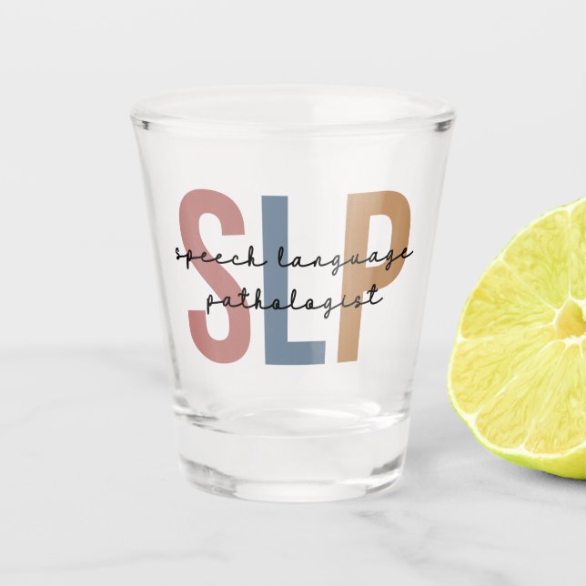 SLP Speech Language Pathologist Retro Shot Glass (Front)