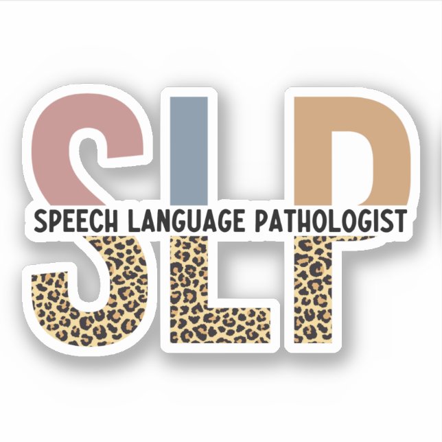 SLP Speech Pathologist Leopard Print Typography (Front)