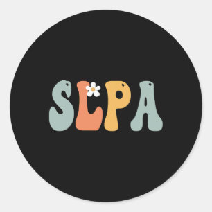 Slpa Retro Groovy Vintage Women Happy First Day Of Classic Round Sticker