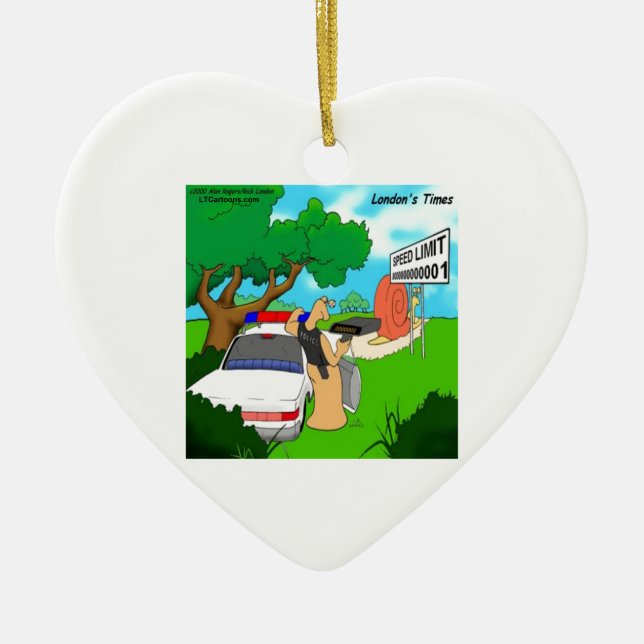 Slug Traffic Cop Funny Ceramic Tree Decoration (Front)