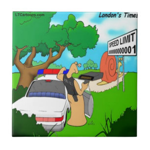 Slug Traffic Cop Funny Tile