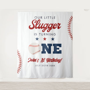 Slugger Baseball 1st Birthday Photo Backdrop Tapestry