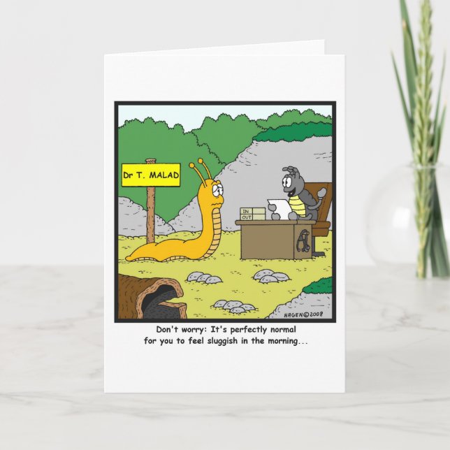 Sluggish in the morning: Slug cartoon Card (Front)