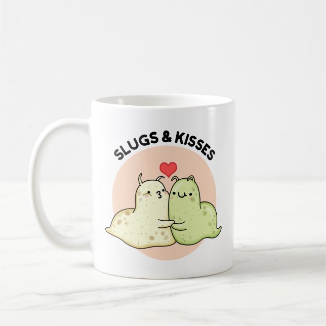 Slugs And Kisses Funny Slug Pun  Coffee Mug (Left)