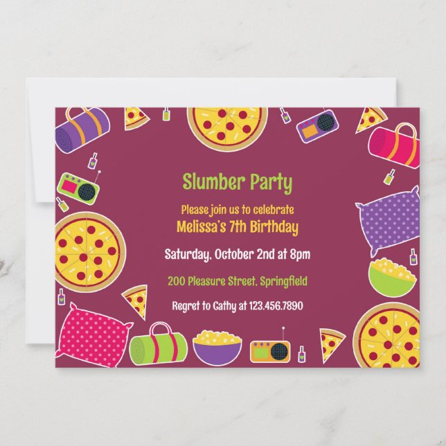 Slumber Birthday Party Flat Invitation (Front)