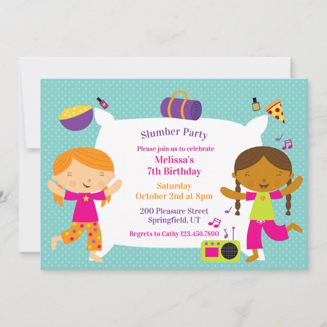 Slumber Birthday Party Flat Invitation (Front)