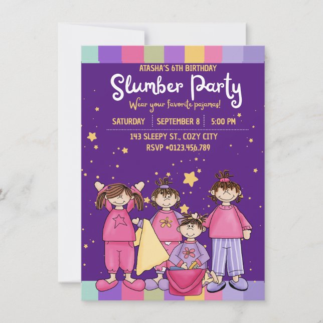 Slumber Birthday Party Folded Invitation (Front)
