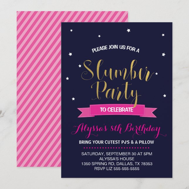 Slumber Birthday Party Invitation (Front/Back)