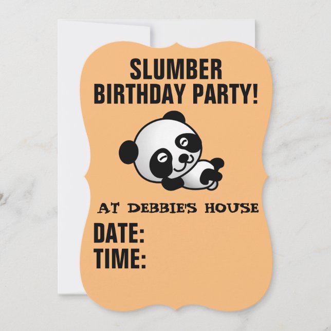 SLUMBER BIRTHDAY PARTY PANDA BEAR INVITATIONS (Front)