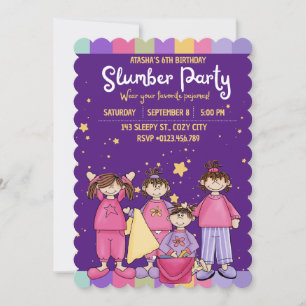 Slumber Birthday Party with Friends  Invitation