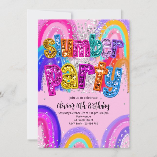 Slumber Party Birthday Invitation (Front)