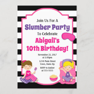 Slumber Party Birthday Invitation Sleepover