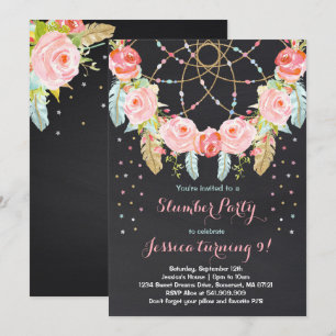 Slumber Party Birthday Invitation Sleepover Party