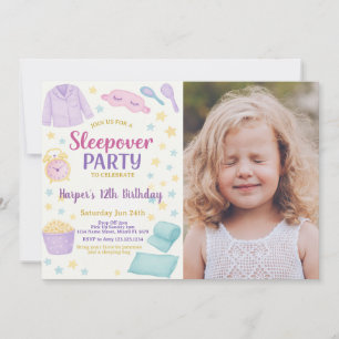 Slumber Party Birthday Invitation with photo