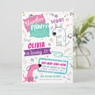 Slumber Party Birthday Invitations - Doggy Puppy