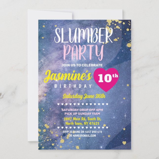 Slumber Party Birthday Tie Dye Fun Print Invitation (Front)