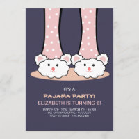 Slumber Party Bunny Slippers Invitation