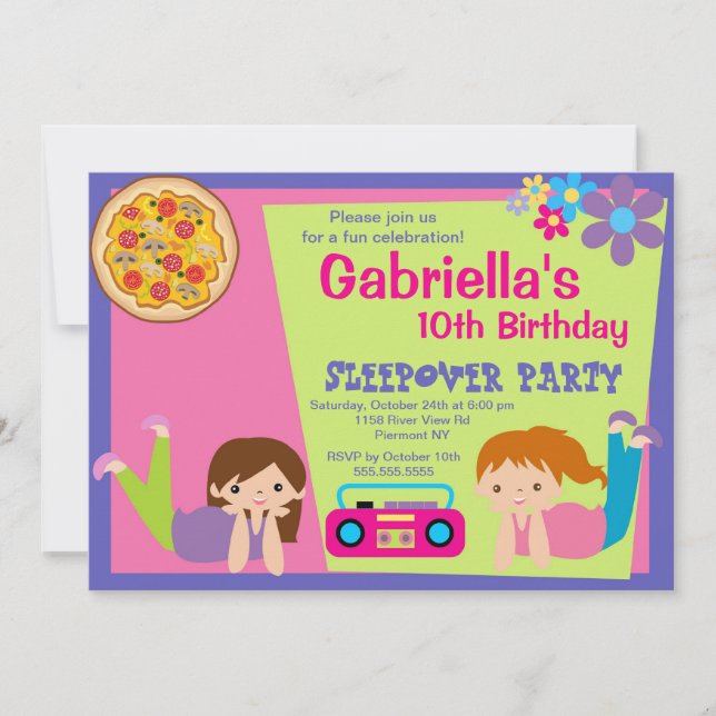 Slumber Party Fun Birthday Invitation (Front)
