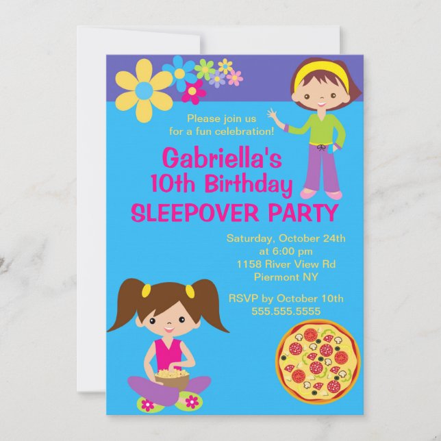Slumber Party Fun Birthday Invitation (Front)