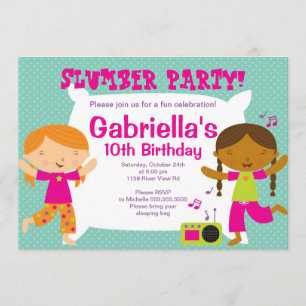 Slumber Party Fun Birthday Invitation
