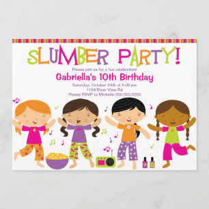 Slumber Party Fun Birthday Invitation