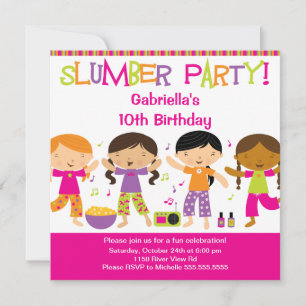 Slumber Party Fun Birthday Invitation