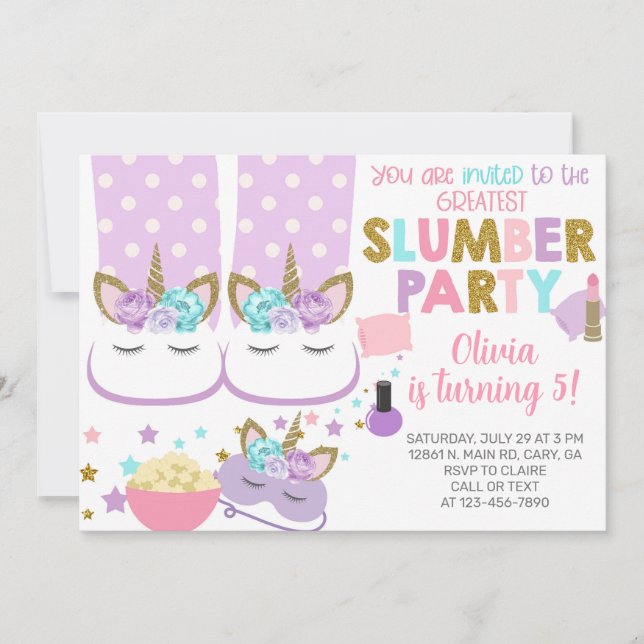Slumber party girl birthday invitation. invitation (Front)