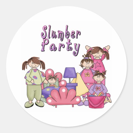 SLUMBER PARTY GIRLS CLASSIC ROUND STICKER