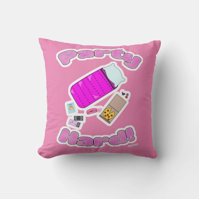 Slumber Party Hard Fun Motto Cartoon Humour Cushion (Front)