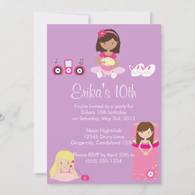 Slumber Party Invitation (Front)