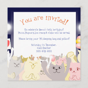 Slumber party Invitation Cats