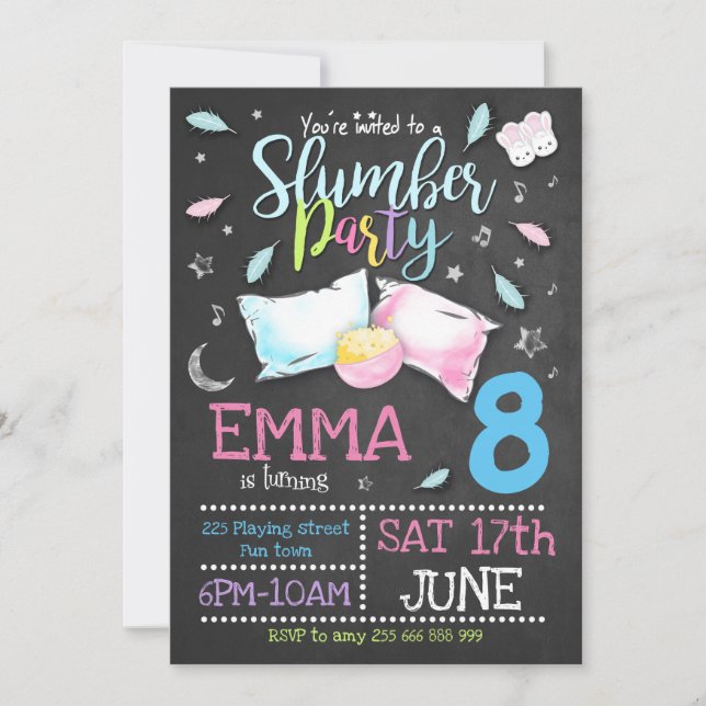 Slumber Party Invitation - SLEEPOVER BIRTHDAY (Front)